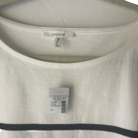 Maurices NWT Women's Plus Size 3X Black White Striped‎ Henley Round Neck Top - Picture 4 of 7